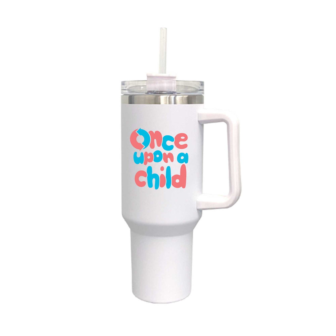 40 Oz Stainless Vacuum Water Mug Bottle W-Handle Lid Straw